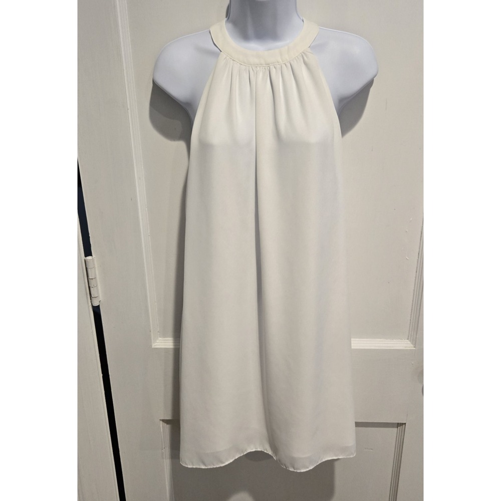 Aryeh Sleeveless‎  A-line Sheath White Knee Length High Neck Dress Size Small